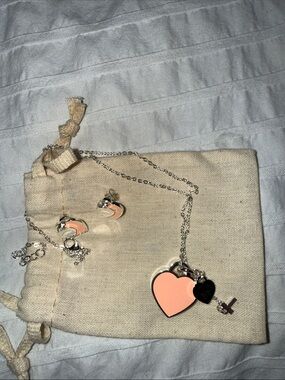 Inspired Tiff & co Heart Charm Necklace with Matching Studs